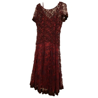 Pre-owned Christian Lacroix Burgundy Lace Dress