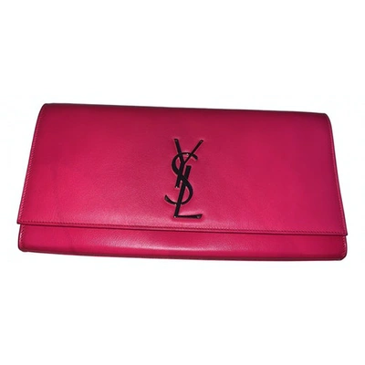 Pre-owned Saint Laurent Leather Clutch In Pink