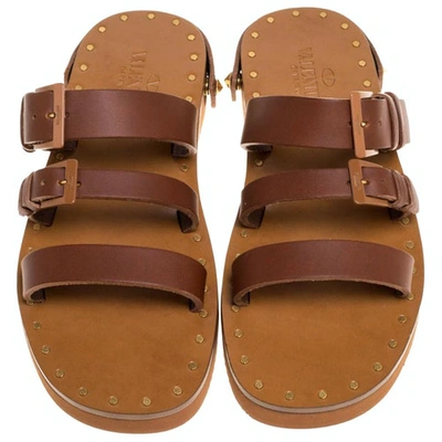 Pre-owned Valentino Garavani Leather Sandals In Brown
