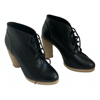 Pre-owned Loeffler Randall Leather Ankle Boots In Black