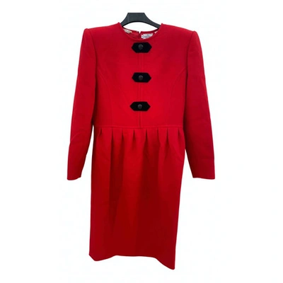 Pre-owned Valentino Wool Maxi Dress In Red