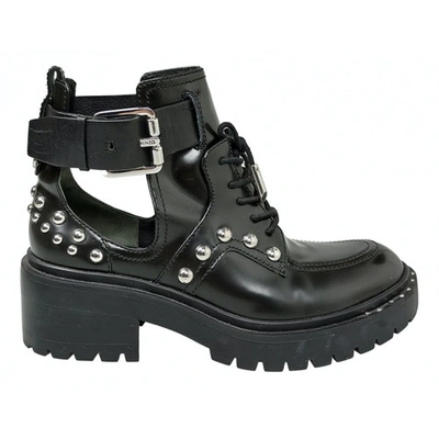 Pre-owned Kenzo Leather Ankle Boots In Black