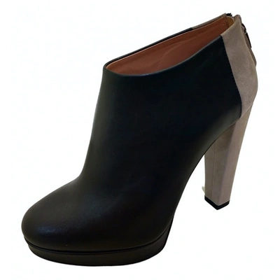 Pre-owned Greymer Leather Ankle Boots In Black