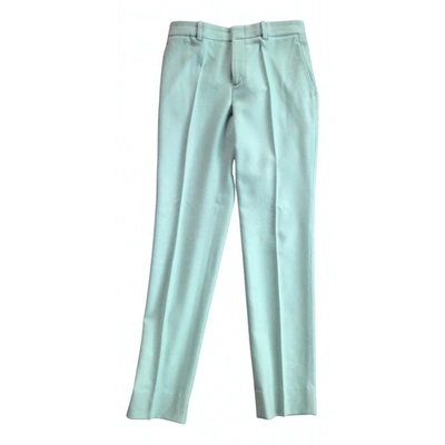Pre-owned Gucci Wool Straight Pants In Turquoise