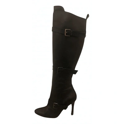 Pre-owned Manolo Blahnik Leather Boots In Black