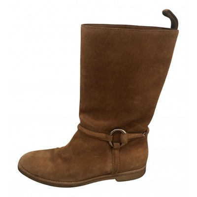 Pre-owned Gucci Biker Boots In Camel