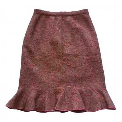 Pre-owned Dkny Wool Mid-length Skirt In Pink