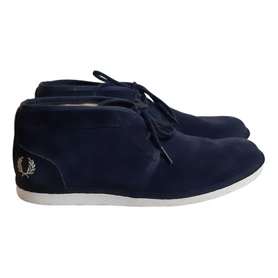 Pre-owned Fred Perry Navy Suede Trainers