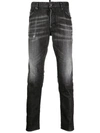 Dsquared2 Slim Distressed Effect Black Jeans In Black