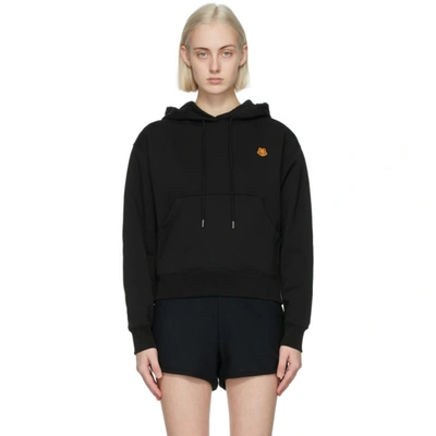 Kenzo Logo-embroidered Long-sleeve Hoodie In Black