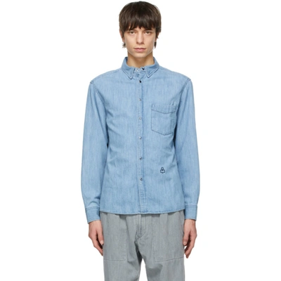 Isabel Marant Logo-embroidered Long-sleeve Denim Shirt In Light Blue