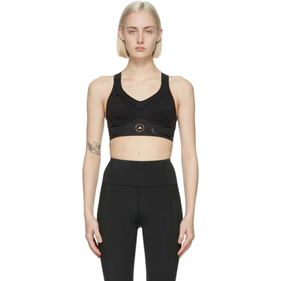 Adidas By Stella Mccartney True Pace Cutout Recycled Stretch Sports Bra In Black