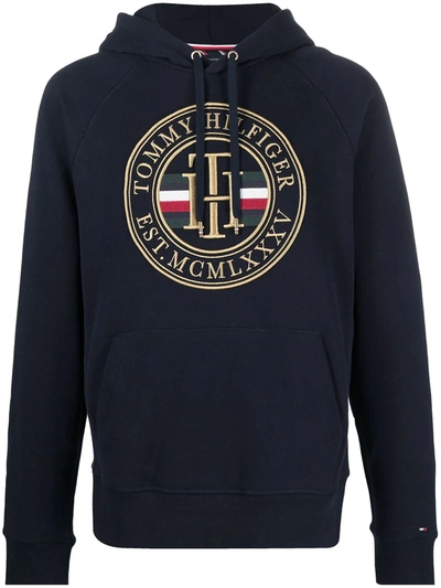 Tommy Hilfiger Icon Circle Logo Hoodie In Desert Sky-navy In Blue