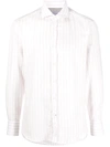 Brunello Cucinelli Striped Slim Fit Shirt In Pink
