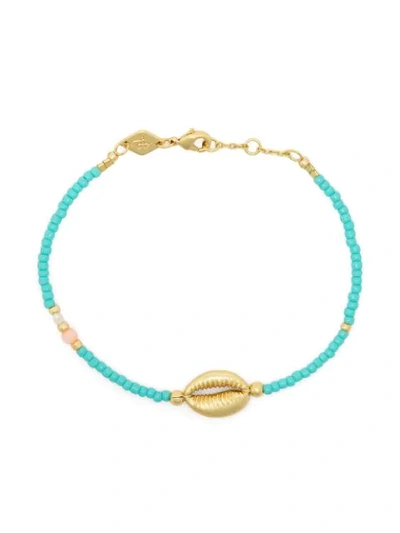 Anni Lu Wave Chaser 18ct Gold-plated Vermeil Brass And Freshwater Pearl Bracelet In Blue