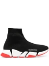 Balenciaga Men's Speed 2.0 Recycled Knit Sneaker In Black New Red