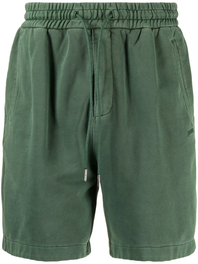 Juunj Straight-leg Cotton Track Shorts In Green