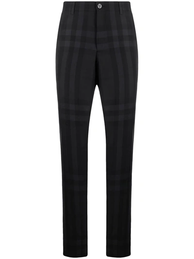 Burberry Check Tailored Trousers In Grey