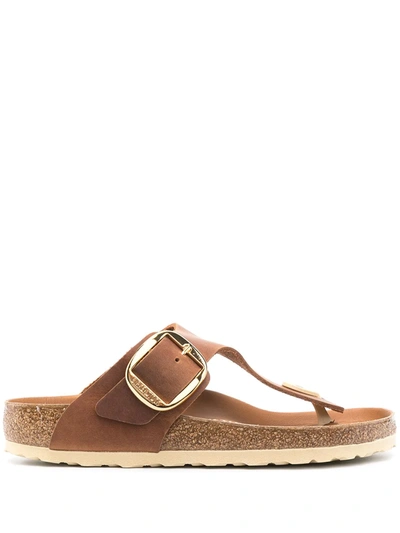 Birkenstock Gizeh Big Buckle Oiled Leather Sandals In Brown