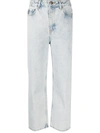 GANNI WASHED HIGH-WAISTED CROPPED JEANS