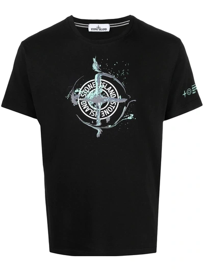 Stone Island Logo-print Short-sleeved T-shirt In Black