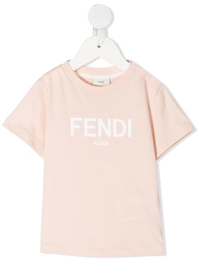 Fendi Babies' Logo-print T-shirt In Pink