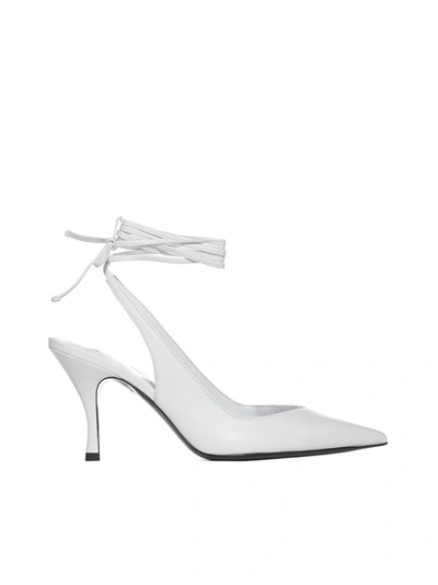 Attico Slingback Pumps With Ankle Ties In White