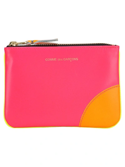 Comme Des Garçons Super Neon Leather Wallet In Pink