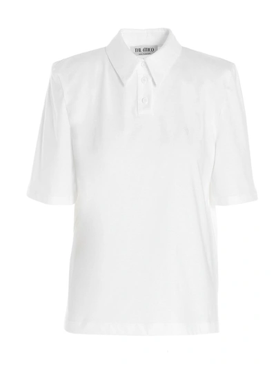 Attico Padded-shoulder Cotton-jersey Polo Shirt In White