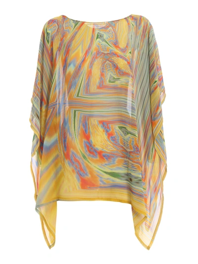 Maria Enrica Nardi Kaftan Dress In Silk Georgette In Multicolor In Multicolour