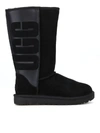 UGG UGG CLASSIC TALL UGG RUBBER BLACK BOOTS