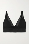 Else Jolie Stretch-mesh And Organic Cotton-jersey Soft-cup Triangle Bra In Black