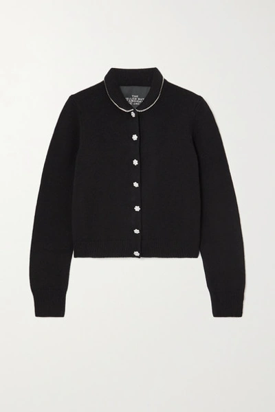 The Marc Jacobs The Jeweled Crystal-embellished Wool-blend Cardigan In Black