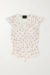 THE MARC JACOBS THE VICTORIAN LACE-TRIMMED PRINTED COTTON-POPLIN TOP