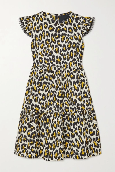 The Marc Jacobs The Tent Lace-trimmed Leopard-print Cotton-poplin Mini Dress In Natural