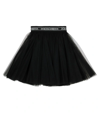 Dolce & Gabbana Kids' Logo-waistband A-line Skirt In Black