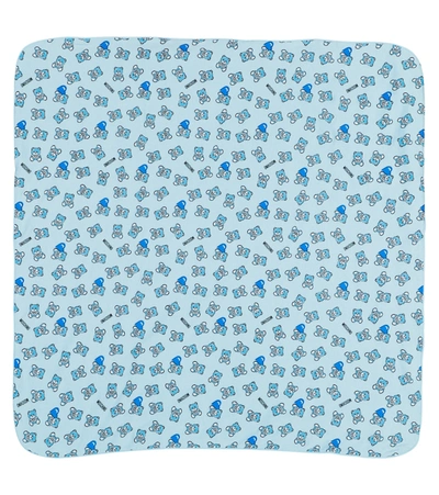 Moschino Babies' Printed Cotton Blanket In Blue