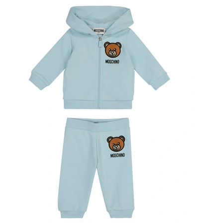 Moschino Baby Stretch-cotton Hoodie And Trackpants In Blue