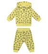 MOSCHINO BABY PRINTED STRETCH-COTTON HOODIE AND PANTS,P00540480