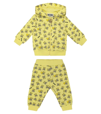 Moschino Baby Printed Stretch-cotton Hoodie And Pants In Yellow