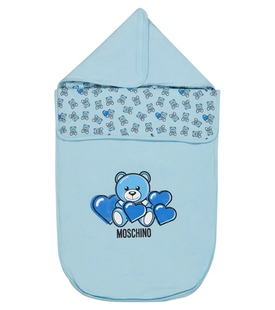 Moschino Baby Stretch-cotton Bunting Bag In Blue