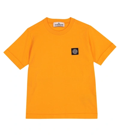 Stone Island Junior Kids' Logo Cotton Jersey T-shirt In Orange
