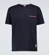 Thom Browne Jersey Cotton Short Sleeve Pocket Tee In Blue