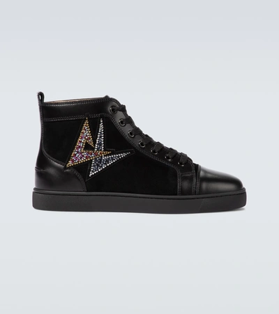 Christian Louboutin Lou Oui Leather High-top Trainers In Black