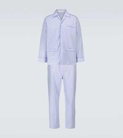 Derek Rose James Striped Pajama Set In Blue