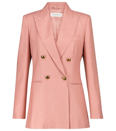 Max Mara Lamine Double-breasted Camel Hair And Silk-blend Twill Blazer In Pink