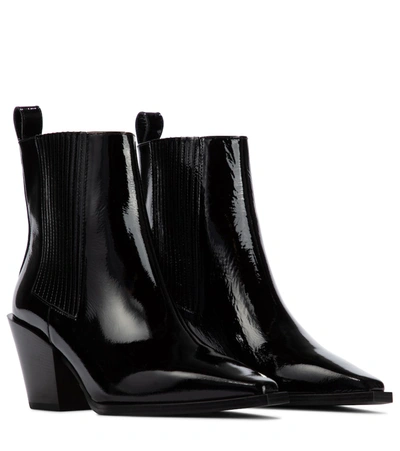 Aeyde Kate Patent Leather Ankle Boots In Black