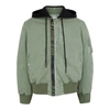 Off-white Arrow Print Vintage Canvas Bomber Jacket In Green