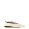 Jil Sander Cream Whipstitched Leather Flats In Cream