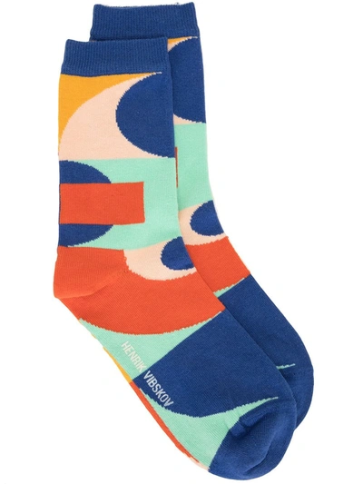 Henrik Vibskov Blurry Lights Colour-block Socks In Multicolour